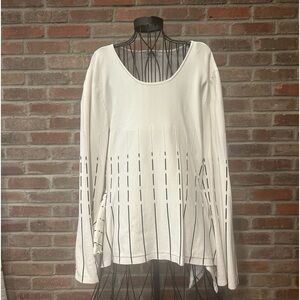 Prabal Gurung Peplum White with Black Stitching Asymmetrical Top.